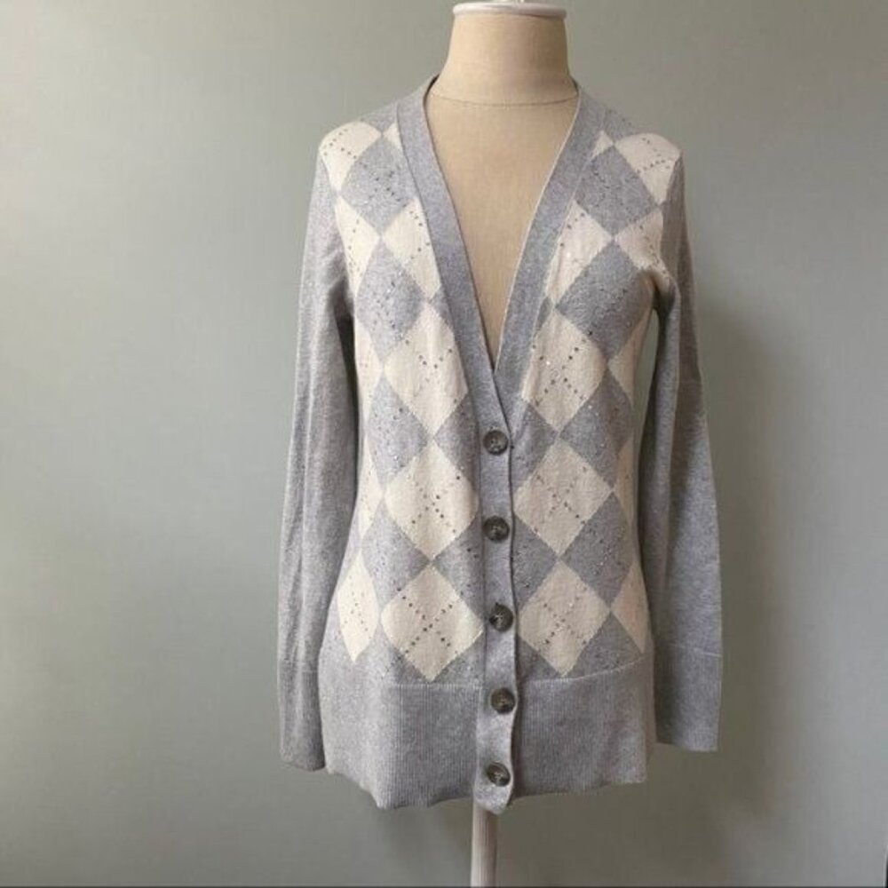 Banana Republic Argyle Sequin Cardigan Sweater